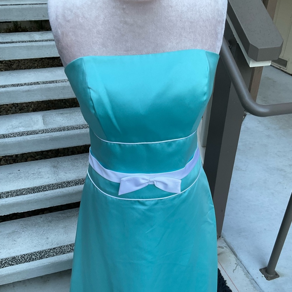Alfred Angelo teal green strapless NWT prom dress 14 - Picture 5 of 15